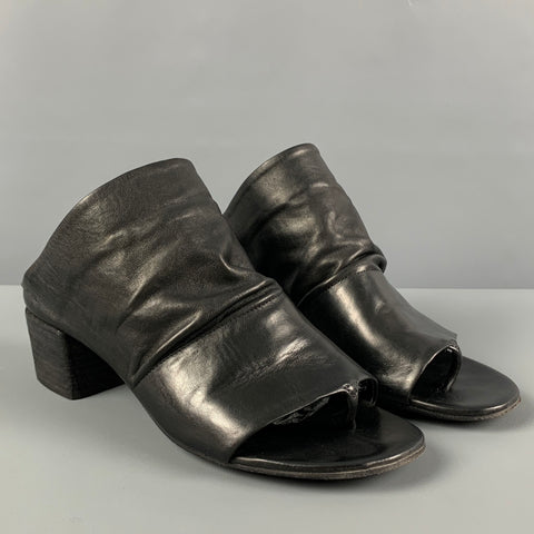 MARSELL Sandalias peep toe de cuero negro talla 7