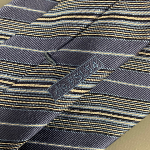 BRIONI Light Blue & Cream Stripe Silk Tie