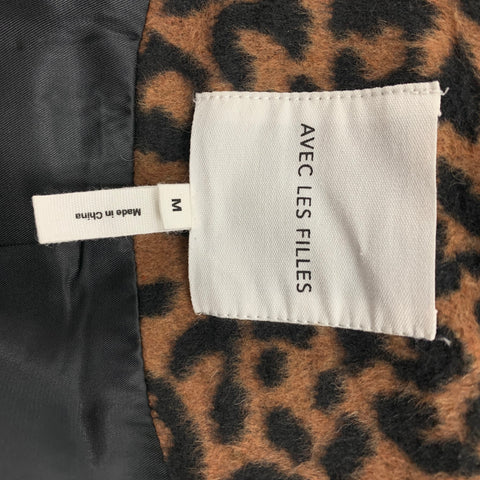 AVEC LES FILLES Size M Black & Brown Animal Print Polyester Coat