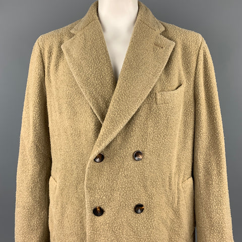 BOGLIOLI Size 46 Moss Textured Wool / Polyester Double Breasted Coat
