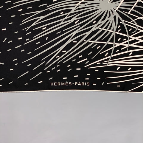 HERMES Pluie D'Etincelles by Wlodzimierz Kaminski Black & White Silk Scarf