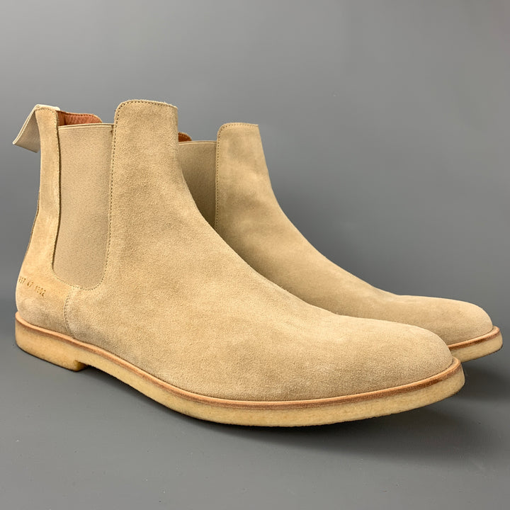 COMMON PROJECTS Size 14 Beige Suede Pull On Chelsea Boots