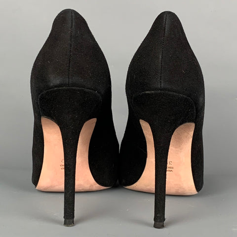 JEAN-MICHEL CAZABAT Zapatos de tacón con punta en punta de ante de lagarto negro Talla 9