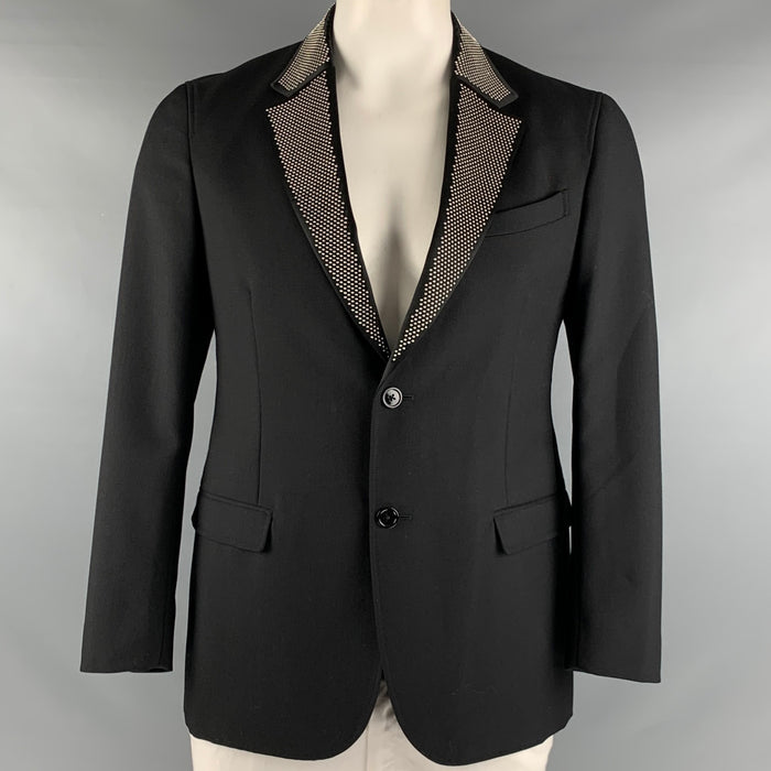 ALEXANDER MCQUEEN Size 42 Black Studded Wool  Mohair Sport Coat