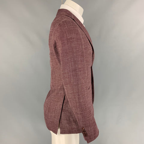 BRILLA Size 34 Burgundy & Pink Woven Single Breasted Sport Coat