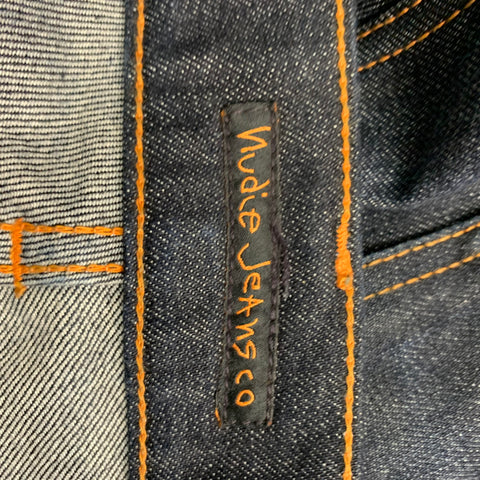 NUDIE JEANS Size 31 Dark Blue Contrast Stitch Cotton Slim Jeans