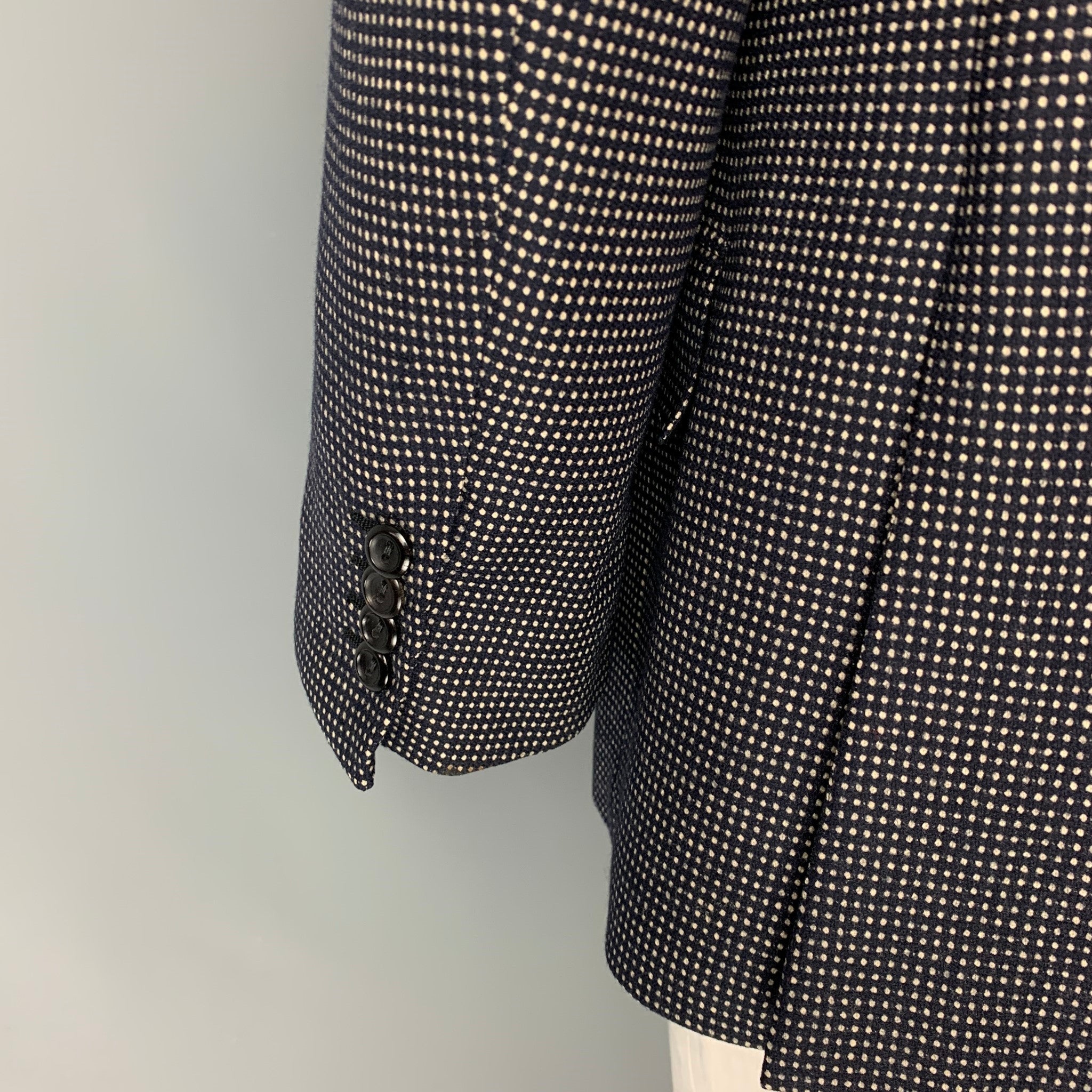 OXXFORD CLOTHES Size 42 Black White Dots Wool Notch Lapel Sport
