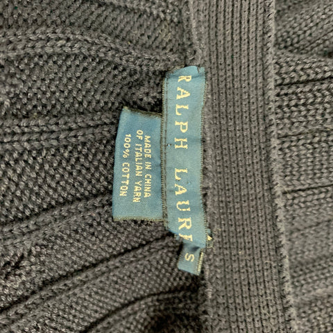 RALPH LAUREN Blue Label Size S Navy Knitted Cotton Short Sleeve Cardigan