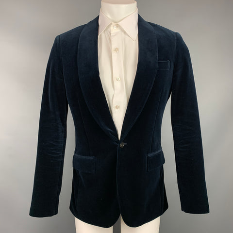 J.CREW Ludlow Size 36 Regular Blue Velvet Notch Lapel Sport Coat