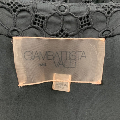 GIAMBATTISTA VALLI Size M Black Eyelet Cotton Open Front Jacket