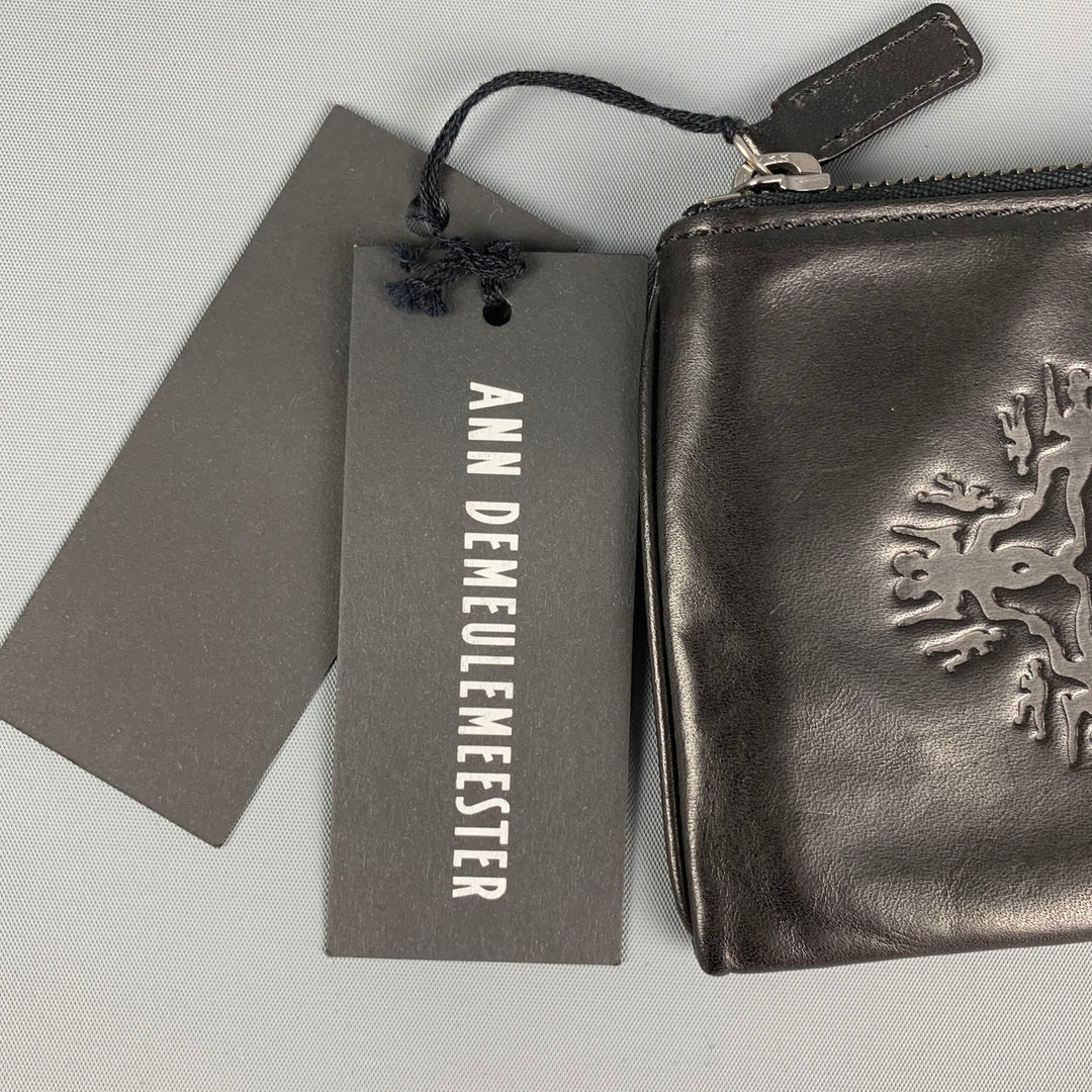 ANN DEMEULEMEESTER Black Embossed Leather Wallet