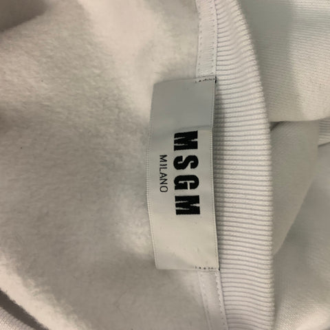 MSGM Size XS White Cotton Rhinestones Crew-Neck Pullover