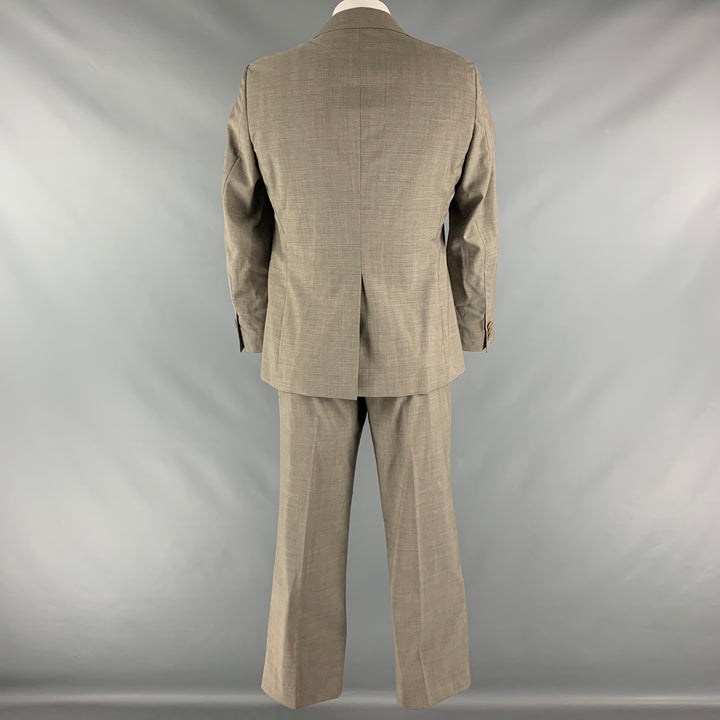 EMPORIO ARMANI Talla 42 Traje con solapa de muesca de lana lisa color topo