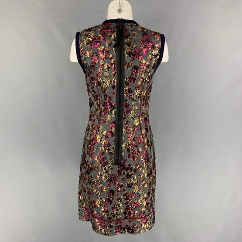 MARC JACOBS Size 4 Grey Gold Raspberry Cotton Blend Sleeveless Dress