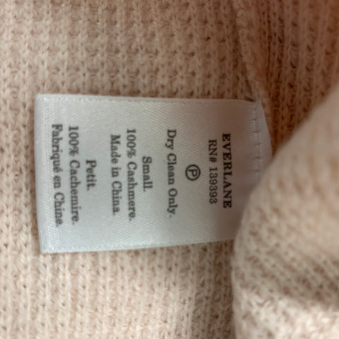EVERLANE Size S Peach Waffle Knit Cashmere Crew-Neck Pullover