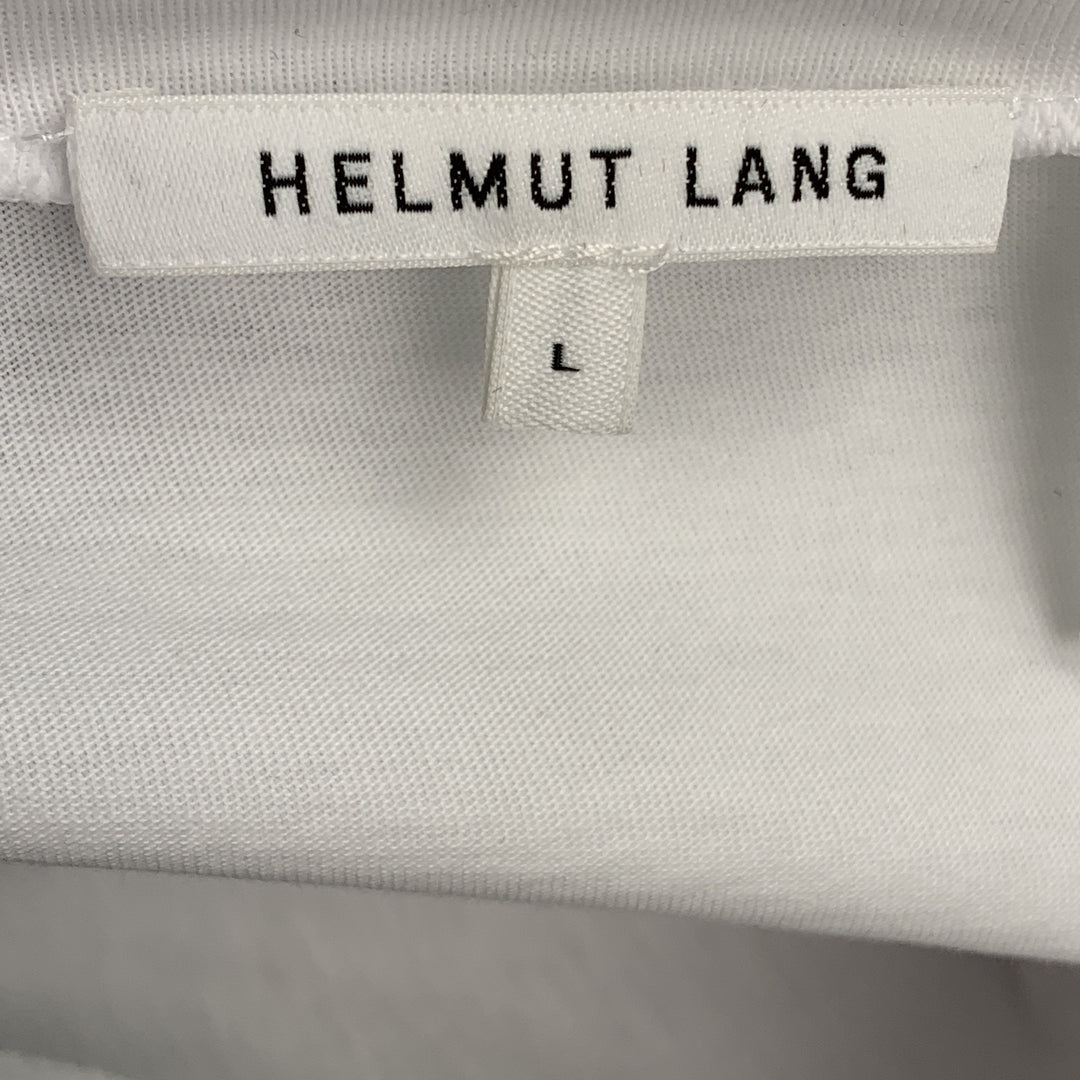 HELMUT LANG Size L White Logo Limited Edition Jersey Crew-Neck T-shirt