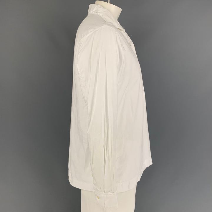 45rpm Size XL White Cotton Pop-Over Long Sleeve Shirt