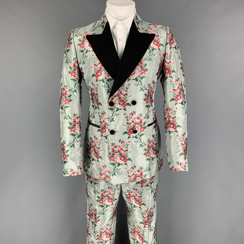 GUCCI by Alessandro Michele Size 36 Green Rose Floral Silk Polyester Tuxedo Suit