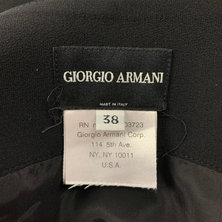 GIORGIO ARMANI Size 2 Black Silk A-line Below Knee Skirt