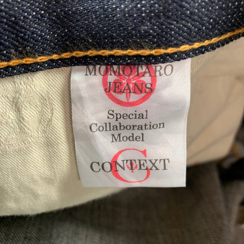 MOMOTARO x CONTEXT CLOTHING Size 33 Indigo Contrast Stitch Selvedge Denim Button Fly Jeans