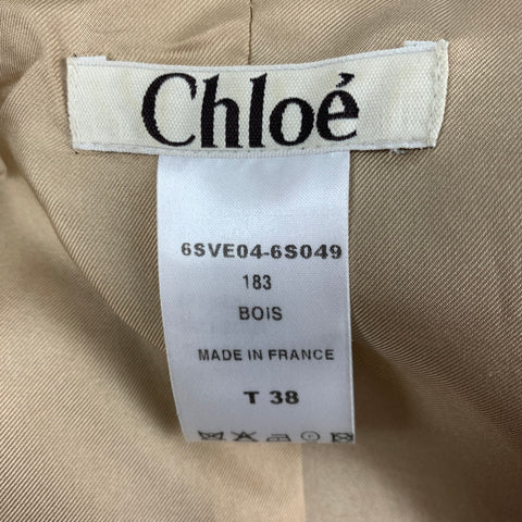 CHLOE Size 6 Cream Brown Acetate Blend Textured Jacket Blazer