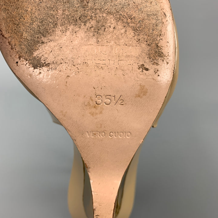 MIU MIU Size 5.5 Beige & Gold Patent Leather Pumps