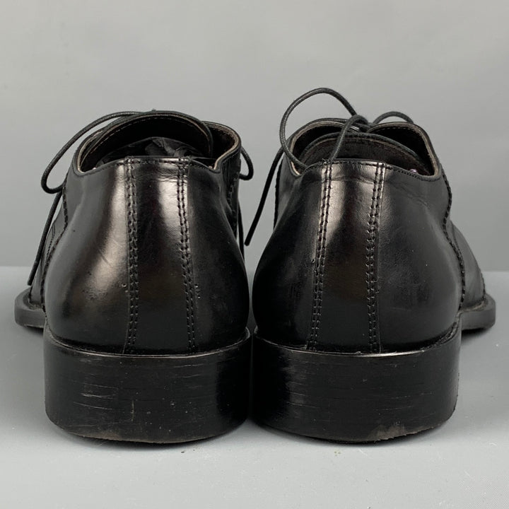 VIA SPIGA Size 10.5 Black Perforated Leather Wingtip Lace Up Shoes