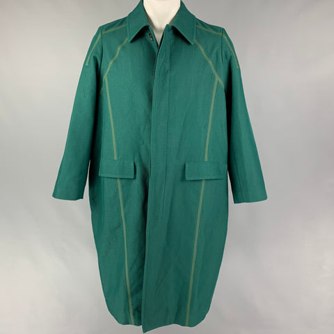 CHRISTIAN DADA Size 36 Green Wool Polyester Oversized Taped Overcoat