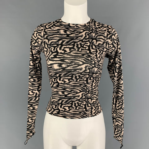 MAISIE WILEN Talla XS Top casual con cuello redondo y mezcla de poliamida en negro y beige