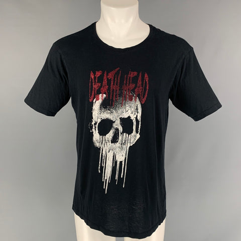THE KOOPLES Size M Black Graphic Crew-Neck T-shirt