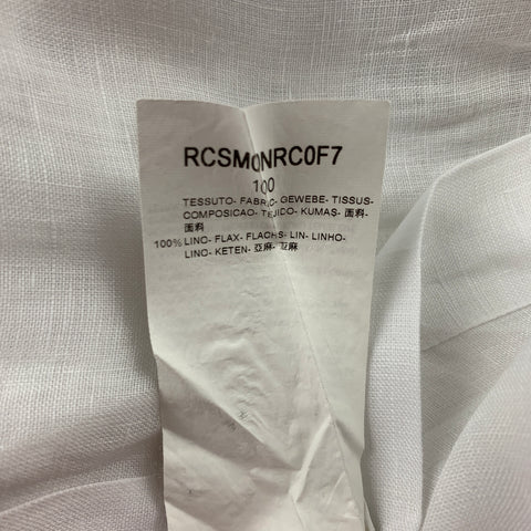 ARMANI COLLEZIONI Size L White Linen Button Up Long Sleeve Shirt