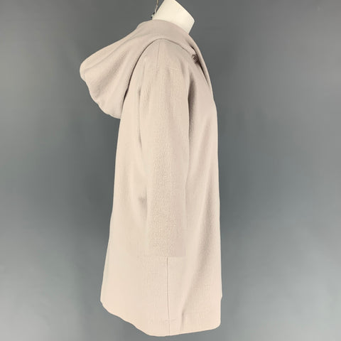 EVAM EVA Taille S Manteau à capuche en laine Angora rose poudré