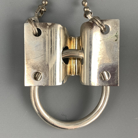 BOND HARDWARE Silver Tone Original Hinge Necktie Ball Necklace