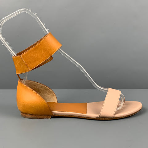 CHLOE Lazise Size 6.5 Tan Leather Color Block Ankle Strap Sandals