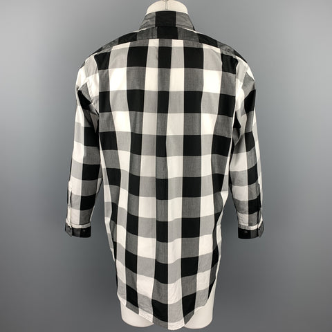 BEAMS Size S Black & White Checkered Cotton Button Down Long Sleeve Shirt