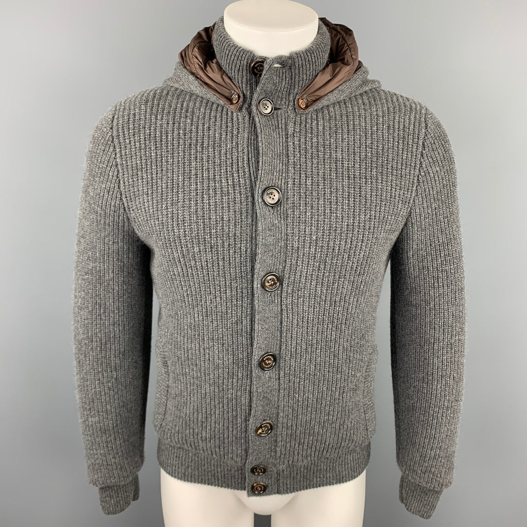 BRUNELLO CUCINELLI Size 40 Dark Gray Knitted Cashmere Buttoned