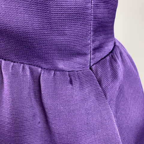 BALENCIAGA Size 6 Purple Silk Sleeveless Ruffle Skirt Sheath Cocktail Dress
