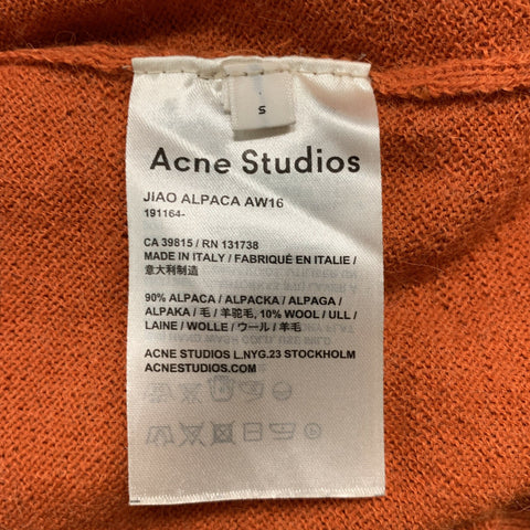 ACNE STUDIOS Size S Orange Alpaca  Wool Turtleneck Pullover