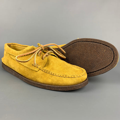 YUKETEN Size 10.5 Mustard Suede Moccasin Lace Up Moccasin Shoes