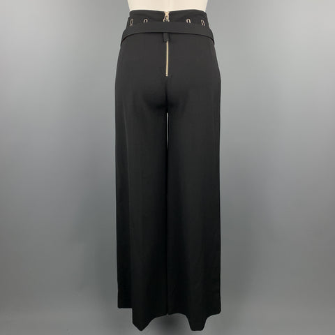 Vintage JEAN PAUL GAULTIER Size 8 Black Wool Blend Belted Dress Pants