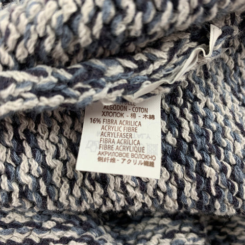 BRUNELLO CUCINELLI Size 44 Navy & Light Grey Heather Cotton / Acrylic Hooded Jacket