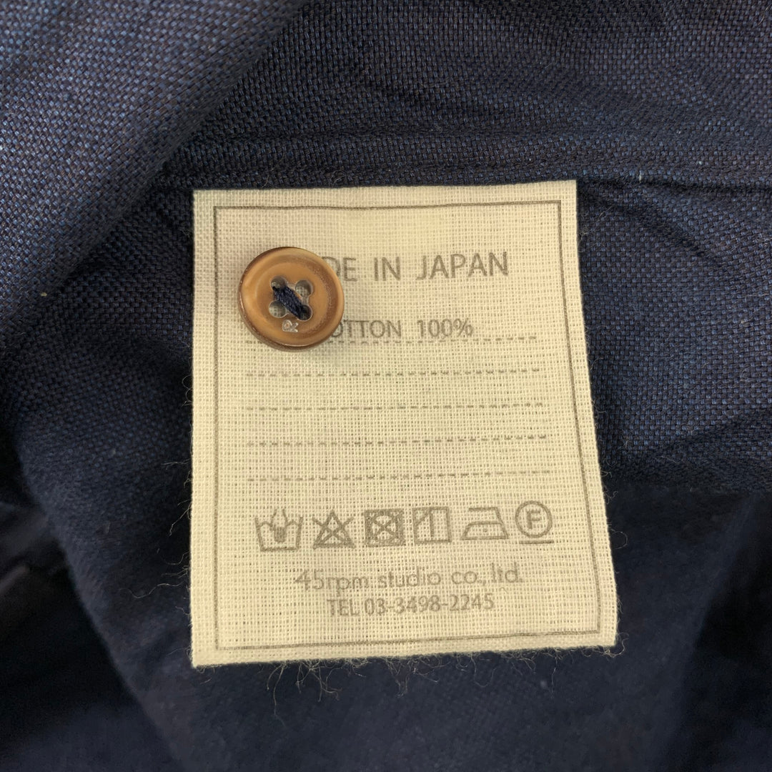 45rpm Size XL Indigo Cotton Button Up Long Sleeve Shirt