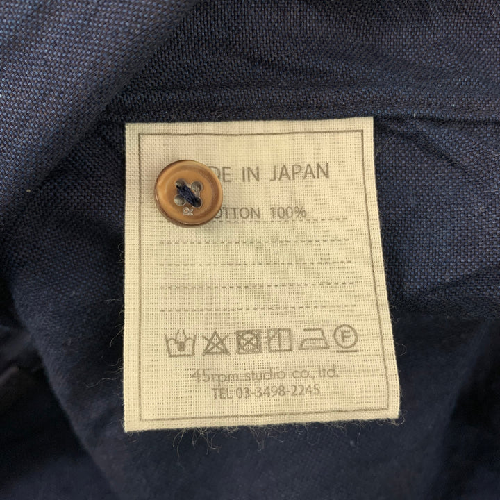 45rpm Camisa de manga larga con botones de algodón índigo Talla XL