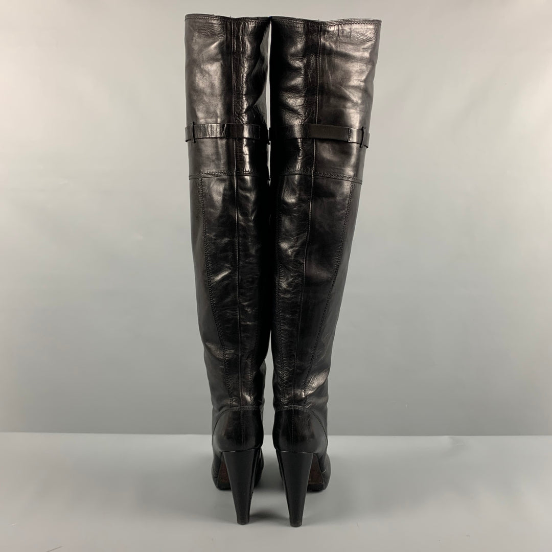 CoSTUME NATIONAL Size 6 Black Leather Pull On Boots