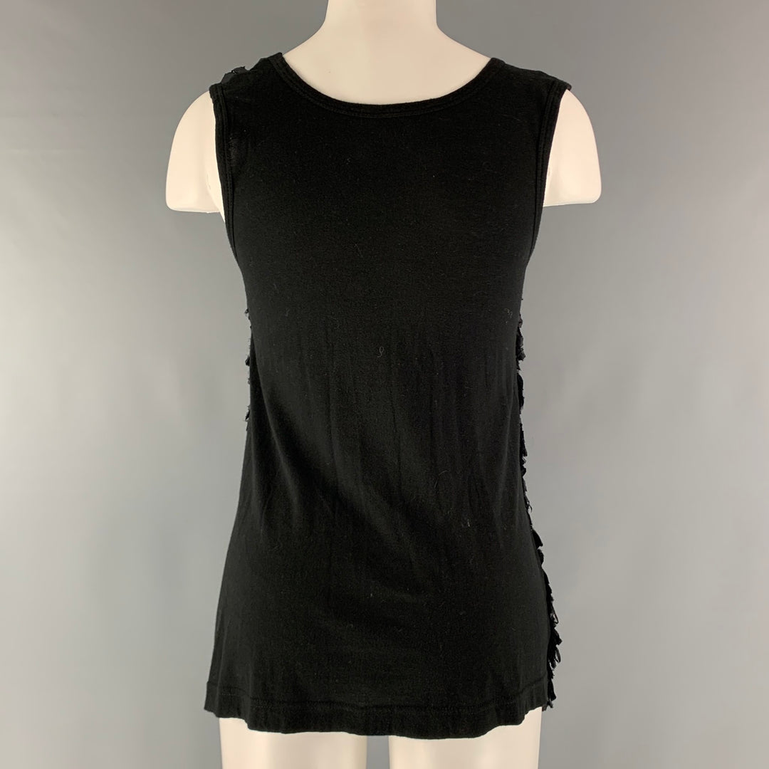 GIVENCHY Size S Black Ruffled Tank Casual Top