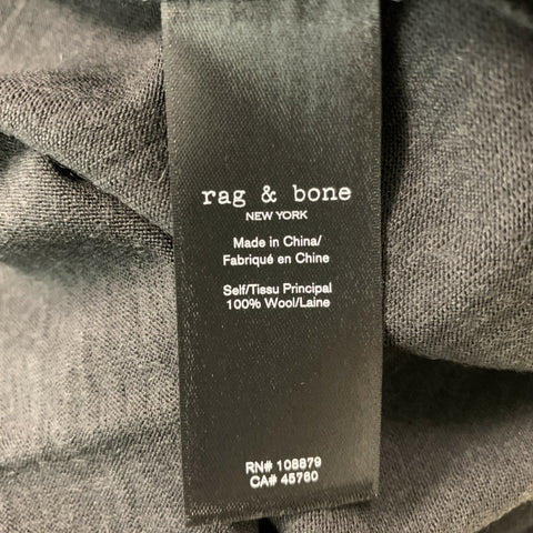 RAG &amp; BONE Camiseta con cuello redondo de lana lisa gris oscuro Talla L