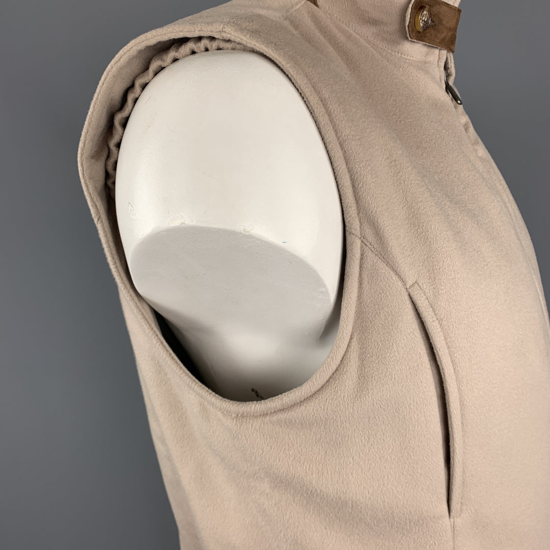 LORO PIANA Size XL Oatmeal Beige Cashmere Zip Up Storm System Vest