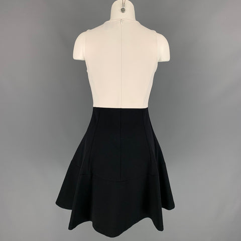 LISA PERRY x BARNEY'S NEW YORK Size 2 Black & White Polyamide Color Block A-line Dress