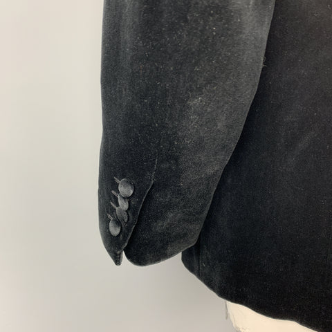 BRIONI Size 44 Regular Black Two Toned Cotton Velvet Peak Lapel Sport Coat