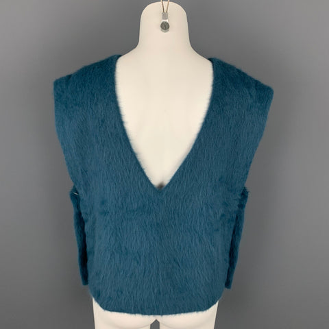 WEILI ZHENG Size XS Blue Acrylic Blend Faux Fur Vest